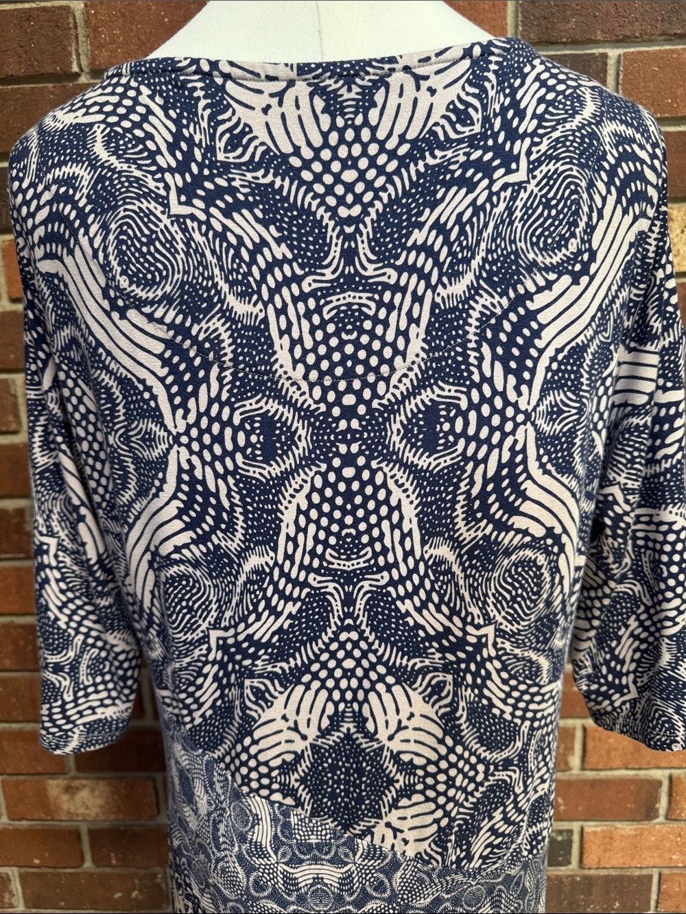 Soft Surroundings Juliette Jersey Navy & Neutral Tile Maxi Dress Size XL - Picture 7 of 11